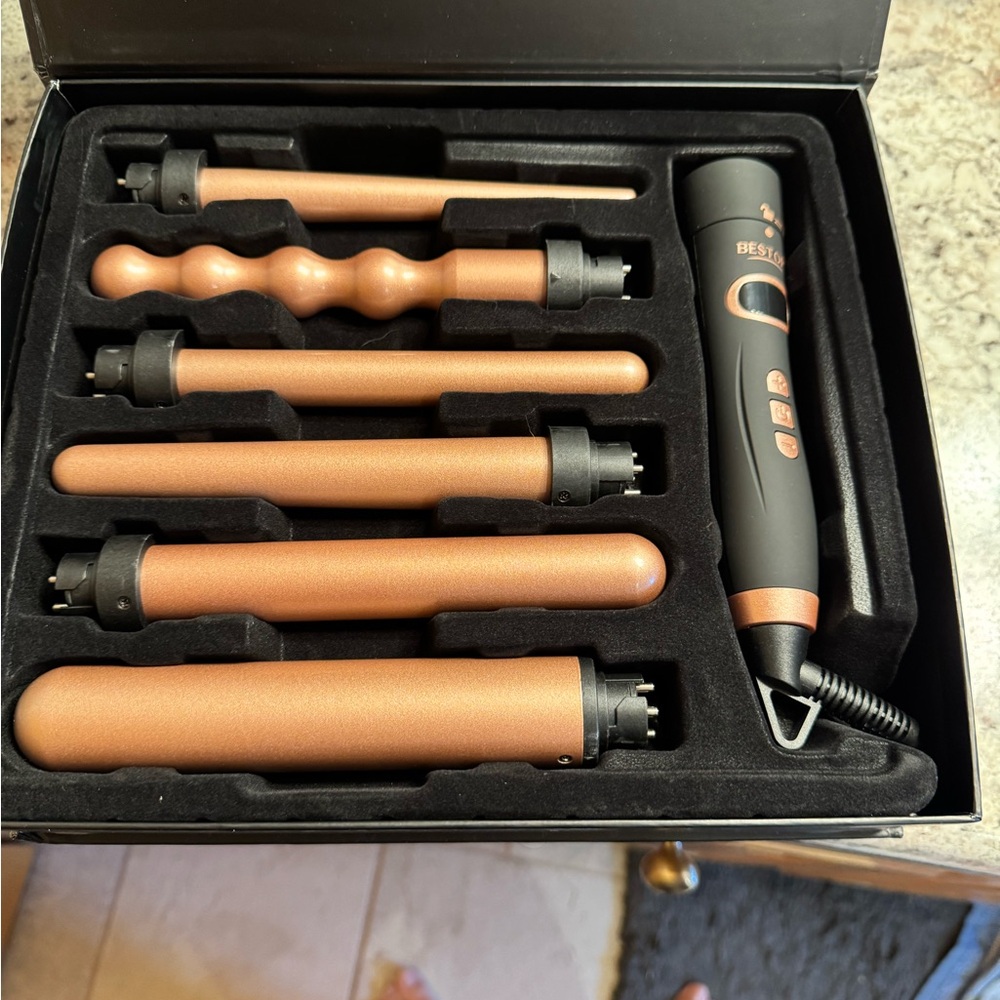 Bestope Black and Gold Curling Wand Set